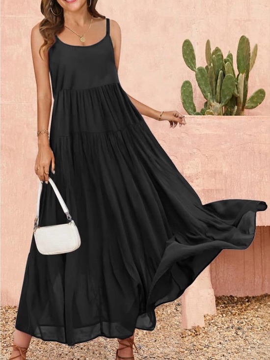 Unbranded Dresses & Skirts - Women’s Black Spaghetti Strap Maxi Dress XL Cruise Vacation Beach